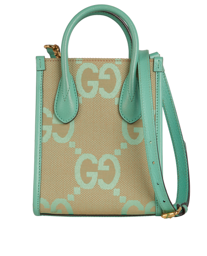 Mini Top Handle, &pound;510, Handbags, Cream/Green, Canvas/Leather, Front view